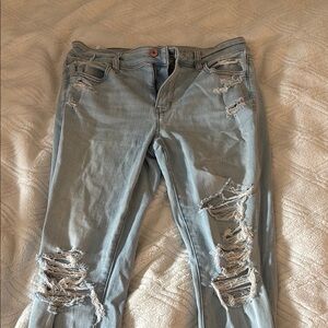 American Eagle Outfitters Light Blue Distressed Jeggings